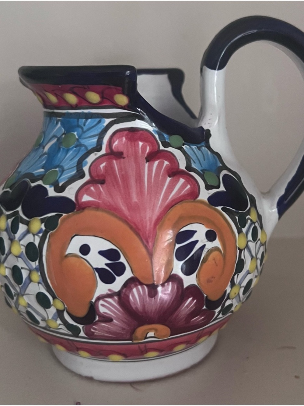 Hand-Painted Ceramic Pitcher - Multicolor Decorative Home Art
